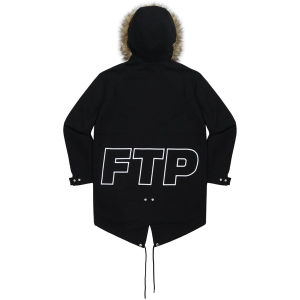 SPELL OUT FISHTAIL PARKA(BLACK)
