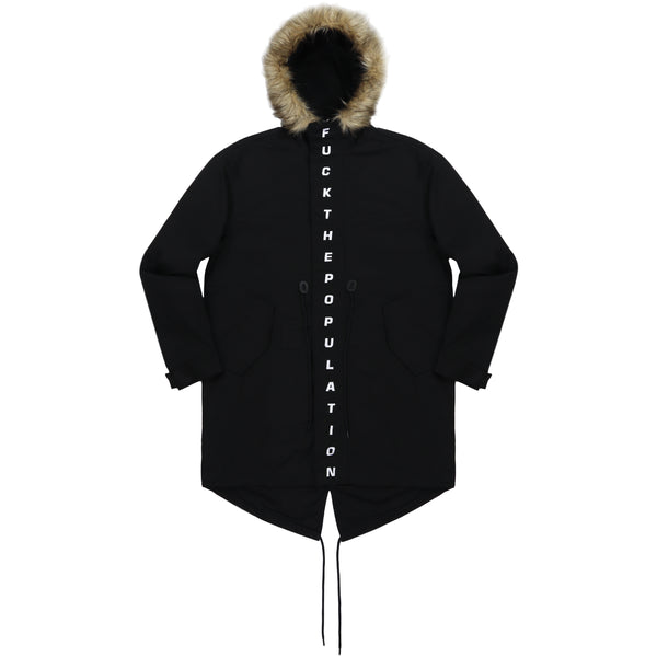 SPELL OUT FISHTAIL PARKA(BLACK)