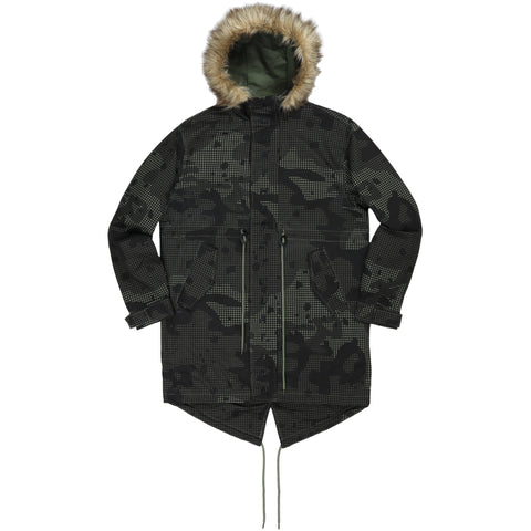 SPELL OUT FISHTAIL PARKA(NIGHT CAMO)