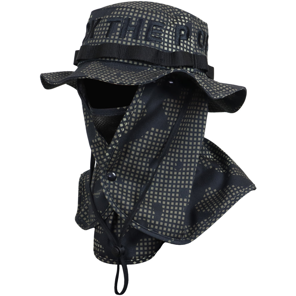 SPELL OUT FACE MASK BOONIE HAT(NIGHT CAMO)