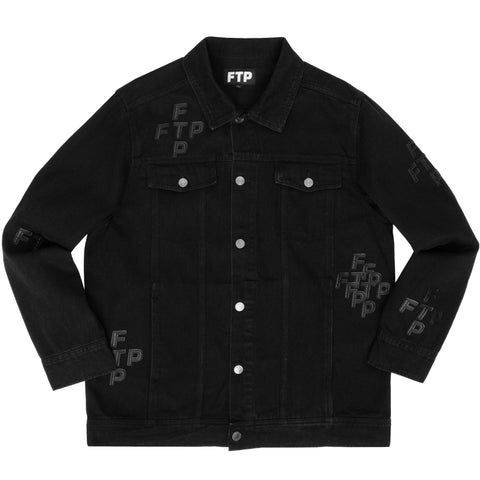 CROSS LOGO DENIM TRUCKER JACKET(BLACK)