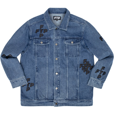 CROSS LOGO DENIM TRUCKER JACKET(INDIGO)