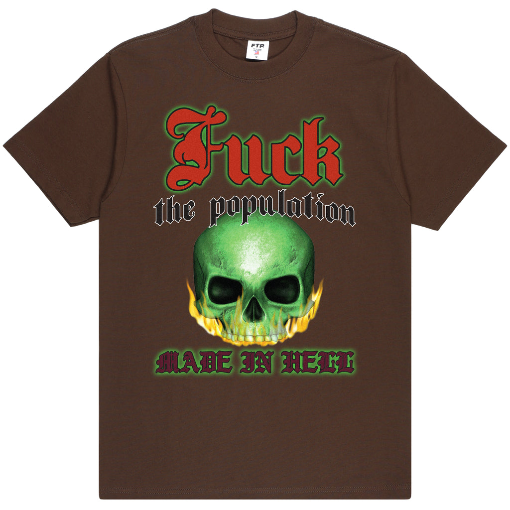 FLAMING SKULL TEE(BROWN)