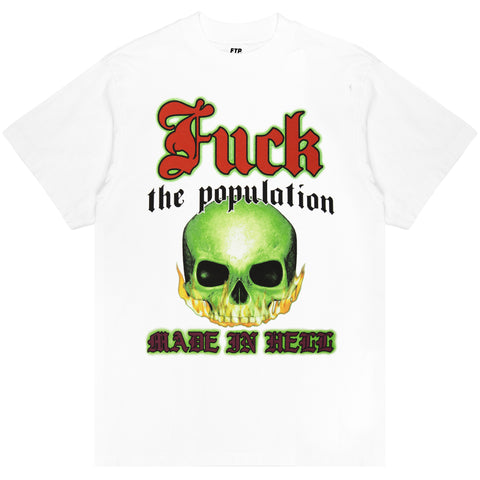 FLAMING SKULL TEE(WHITE)