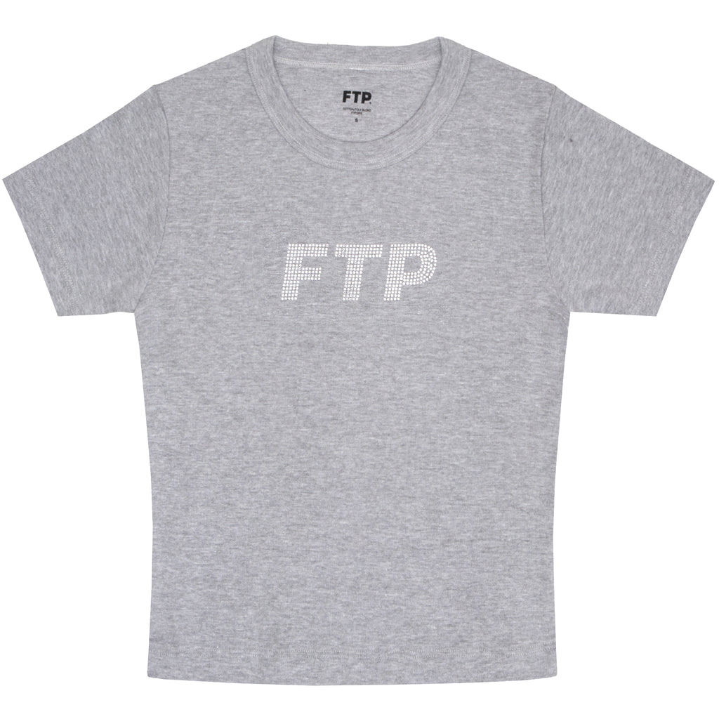 RHINESTONE LOGO WOMEN'S BABY TEE(HEATHER GRAY)