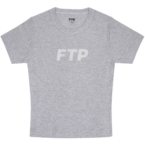 RHINESTONE LOGO WOMEN'S BABY TEE(HEATHER GRAY)