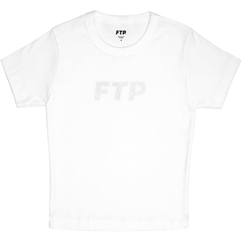 RHINESTONE LOGO WOMEN'S BABY TEE(WHITE)