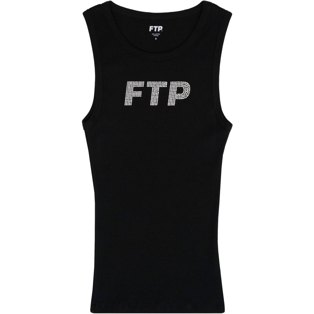 RHINESTONE LOGO WOMEN'S TANK TOP(BLACK)