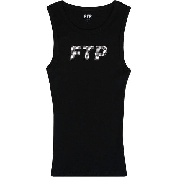 RHINESTONE LOGO WOMEN'S TANK TOP(BLACK) – FUCKTHEPOPULATION