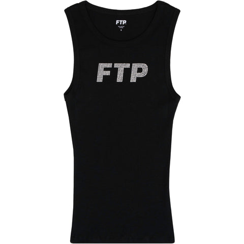 RHINESTONE LOGO WOMEN'S TANK TOP(BLACK)