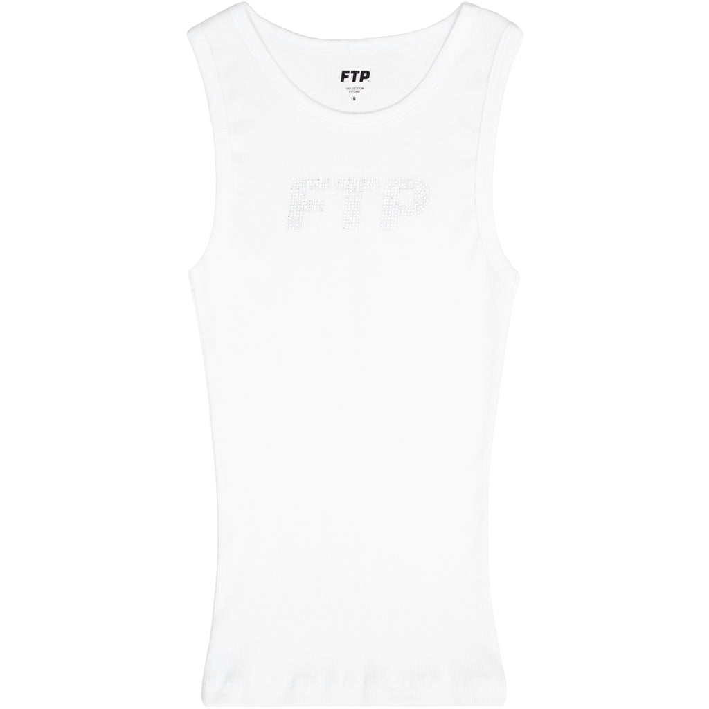 RHINESTONE LOGO WOMEN'S TANK TOP(WHITE)
