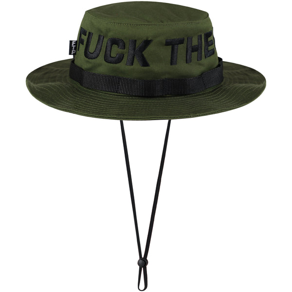 SPELL OUT FACE MASK BOONIE HAT(OLIVE)
