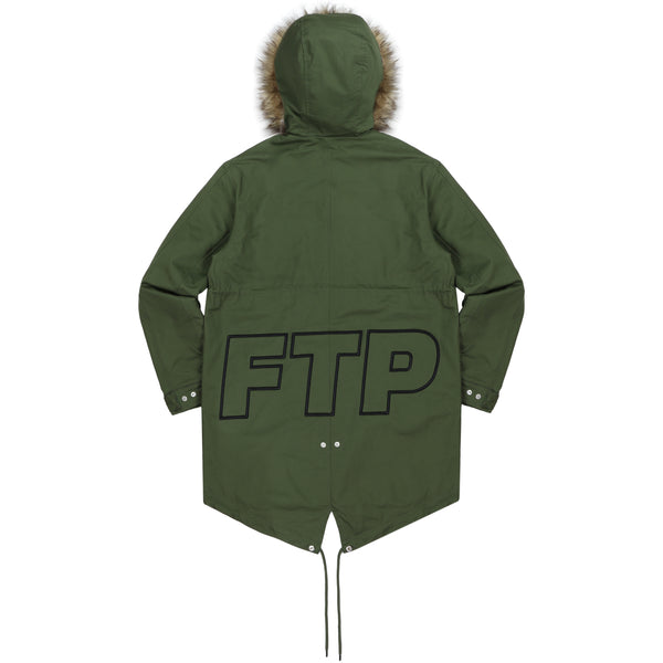 SPELL OUT FISHTAIL PARKA(OLIVE)