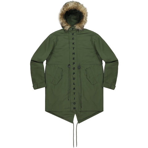 SPELL OUT FISHTAIL PARKA(OLIVE)