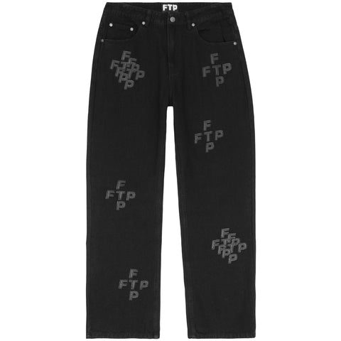 CROSS LOGO DENIM PANT(BLACK)