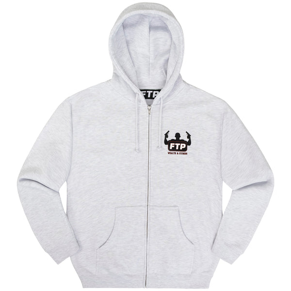 WEALTH & FITNESS ZIP UP HOODIE(ASH HEATHER)