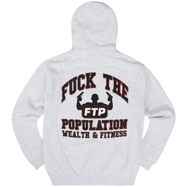 WEALTH & FITNESS ZIP UP HOODIE(ASH HEATHER)
