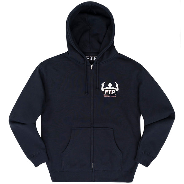 WEALTH & FITNESS ZIP UP HOODIE(NAVY)