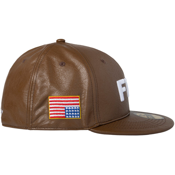 LEATHER LOGO FITTED HAT(BROWN)