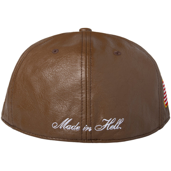 LEATHER LOGO FITTED HAT(BROWN)